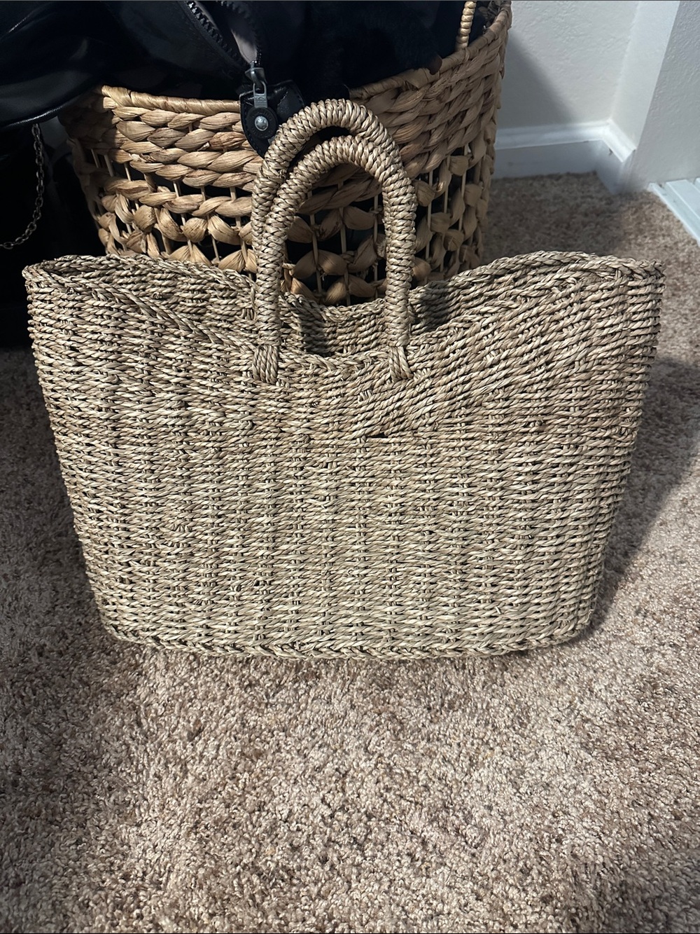 Woven Straw Tote Bag - Natural